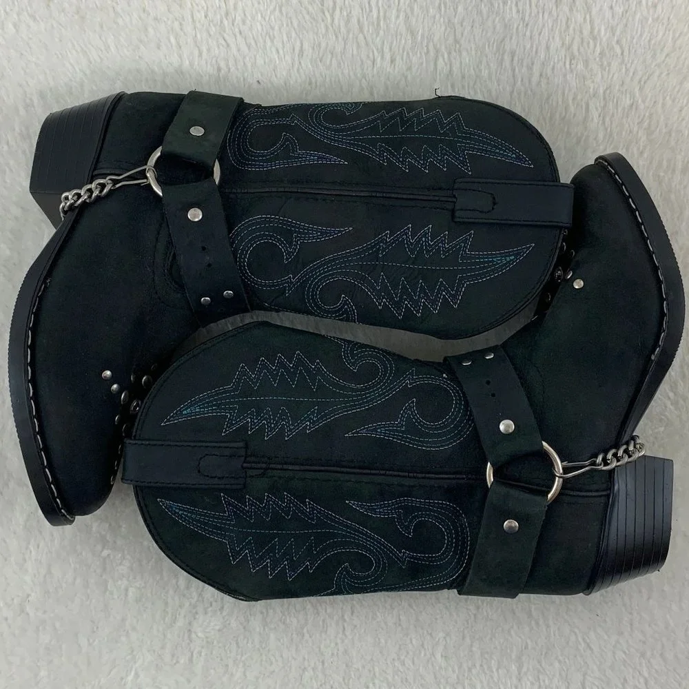 Smokey Mountain Embellished Black with Blue Cowgirl Boots Sz 13.5 - Picture 5 of 12